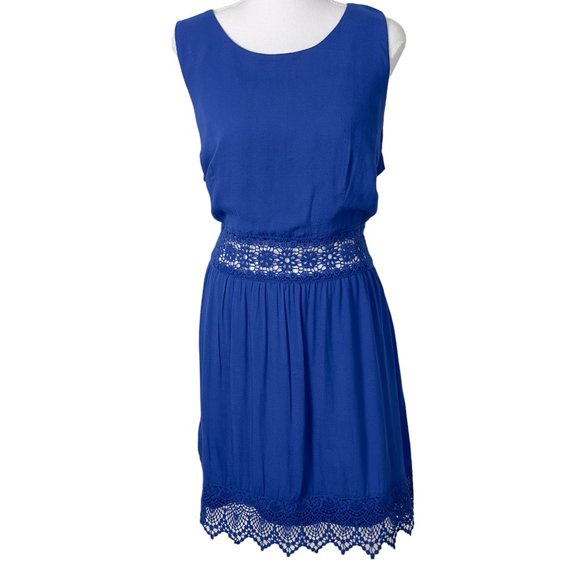 Xhilaration Dresses & Skirts - NWT Xhilaration Bright Blue Lined Lace Trimmed Sleeveless Summer Dress (XL)